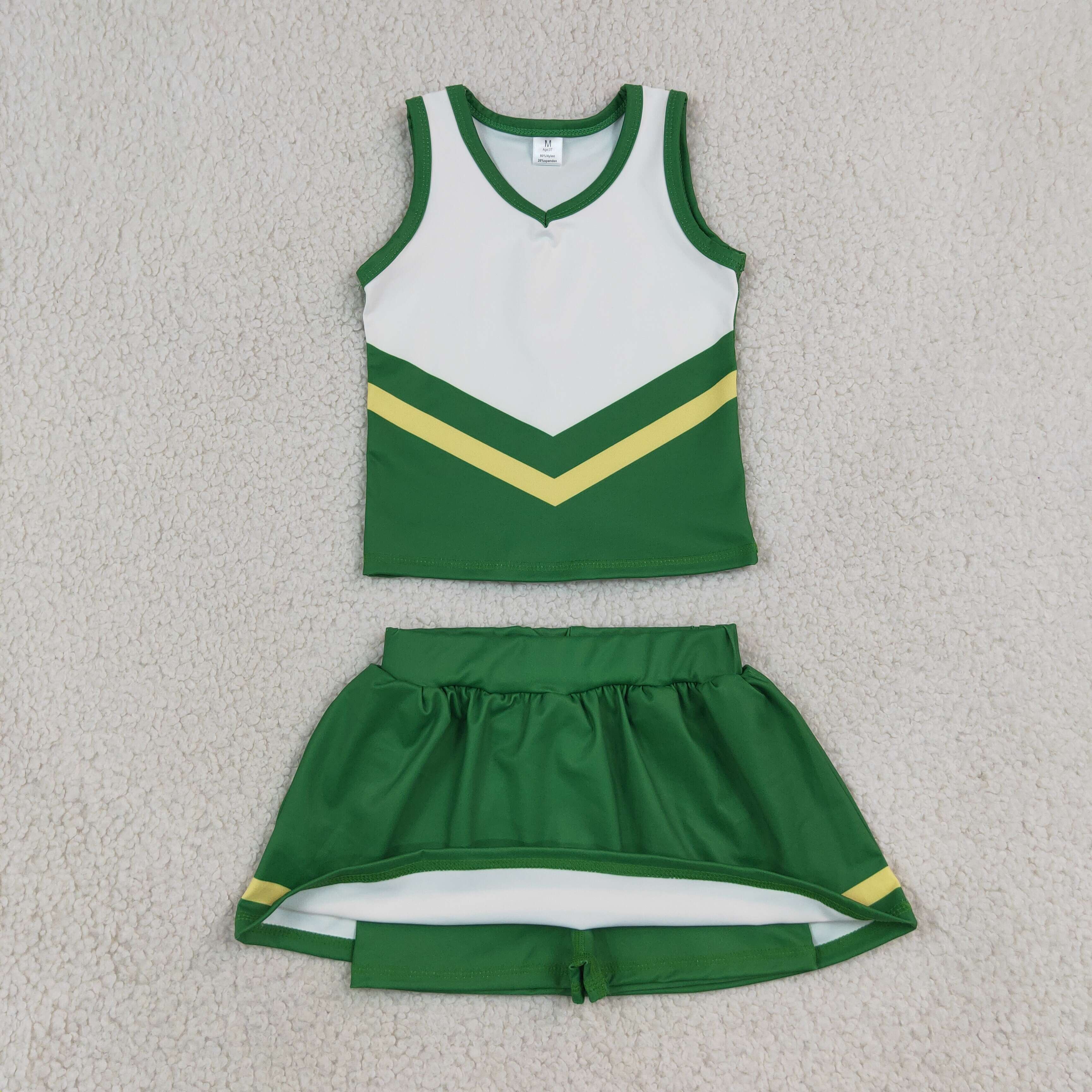 GSD4238green yellow stripe print active girl yoga skirt dress