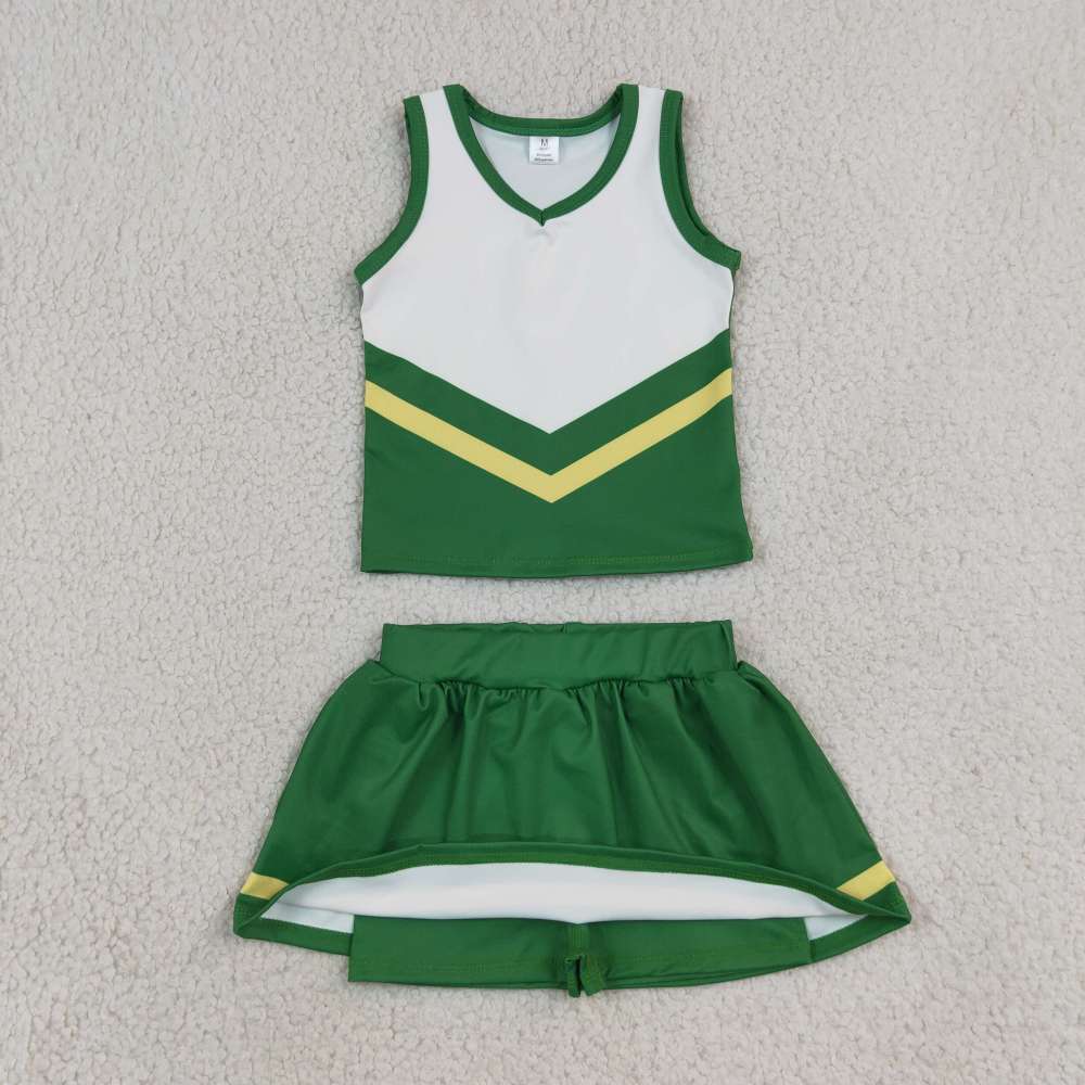 GSD4238green yellow stripe print active girl yoga skirt dress