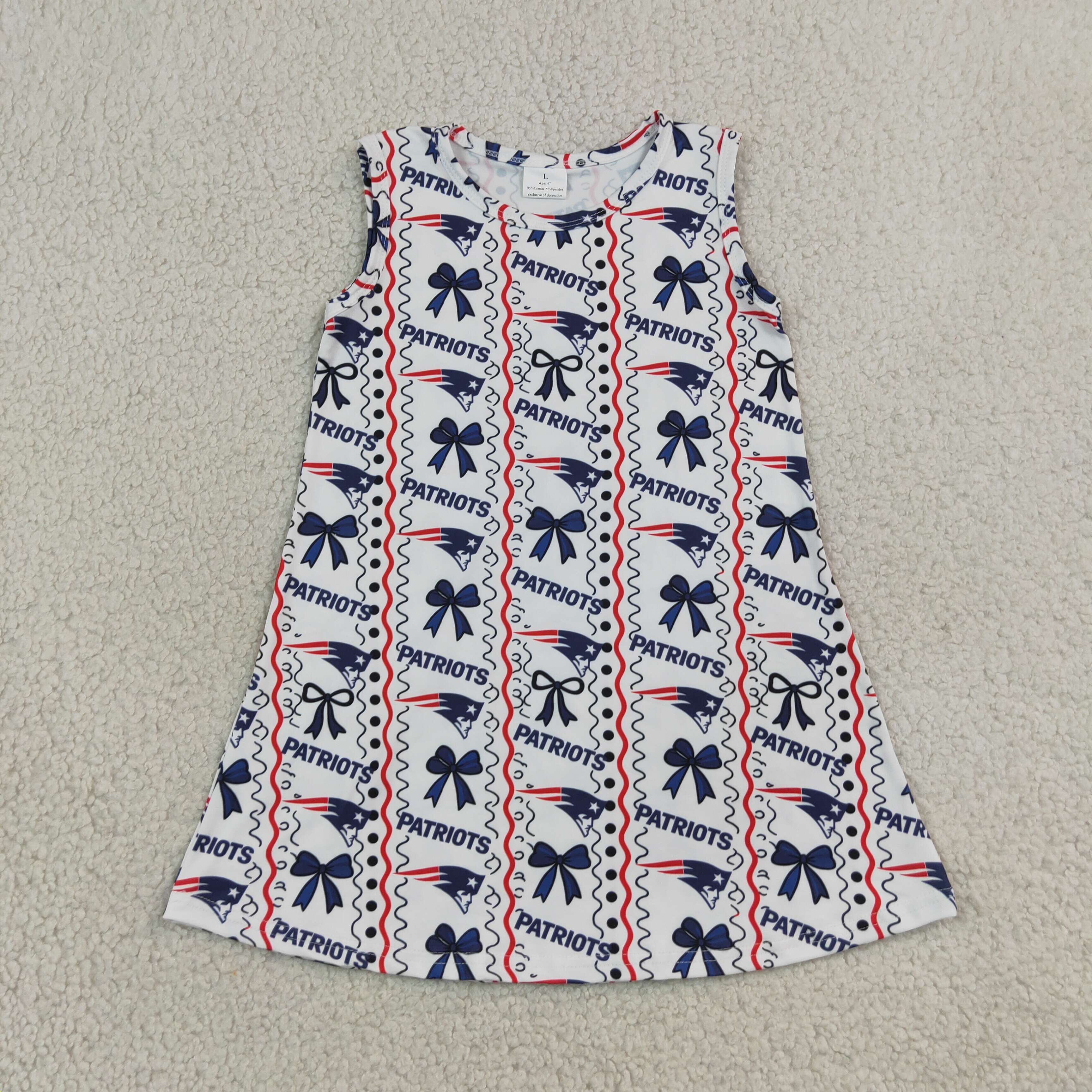 GSD4293 Patriots RTS Blue bows print girl sleeveless dress
