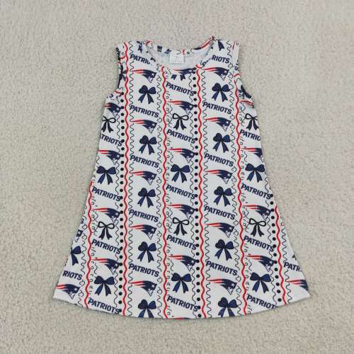 GSD4293 Patriots RTS Blue bows print girl sleeveless dress