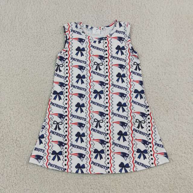 GSD4293 Patriots RTS Blue bows print girl sleeveless dress