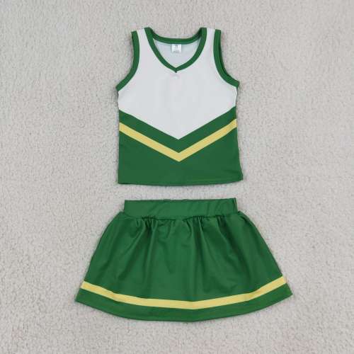GSD4238green yellow stripe print active girl yoga skirt dress