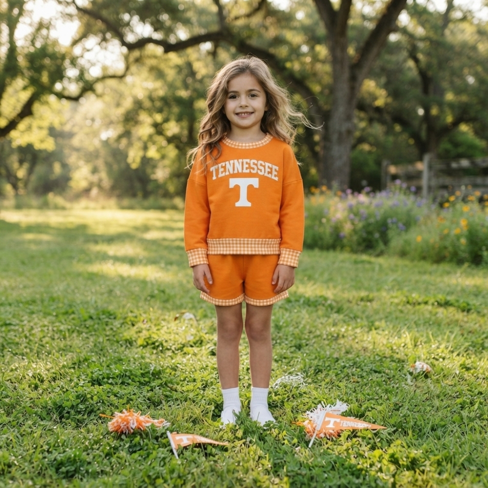 GLS0163  Baby Girls long sleeve Team Tennessee Top school Teamwith shorts Clothes Sets