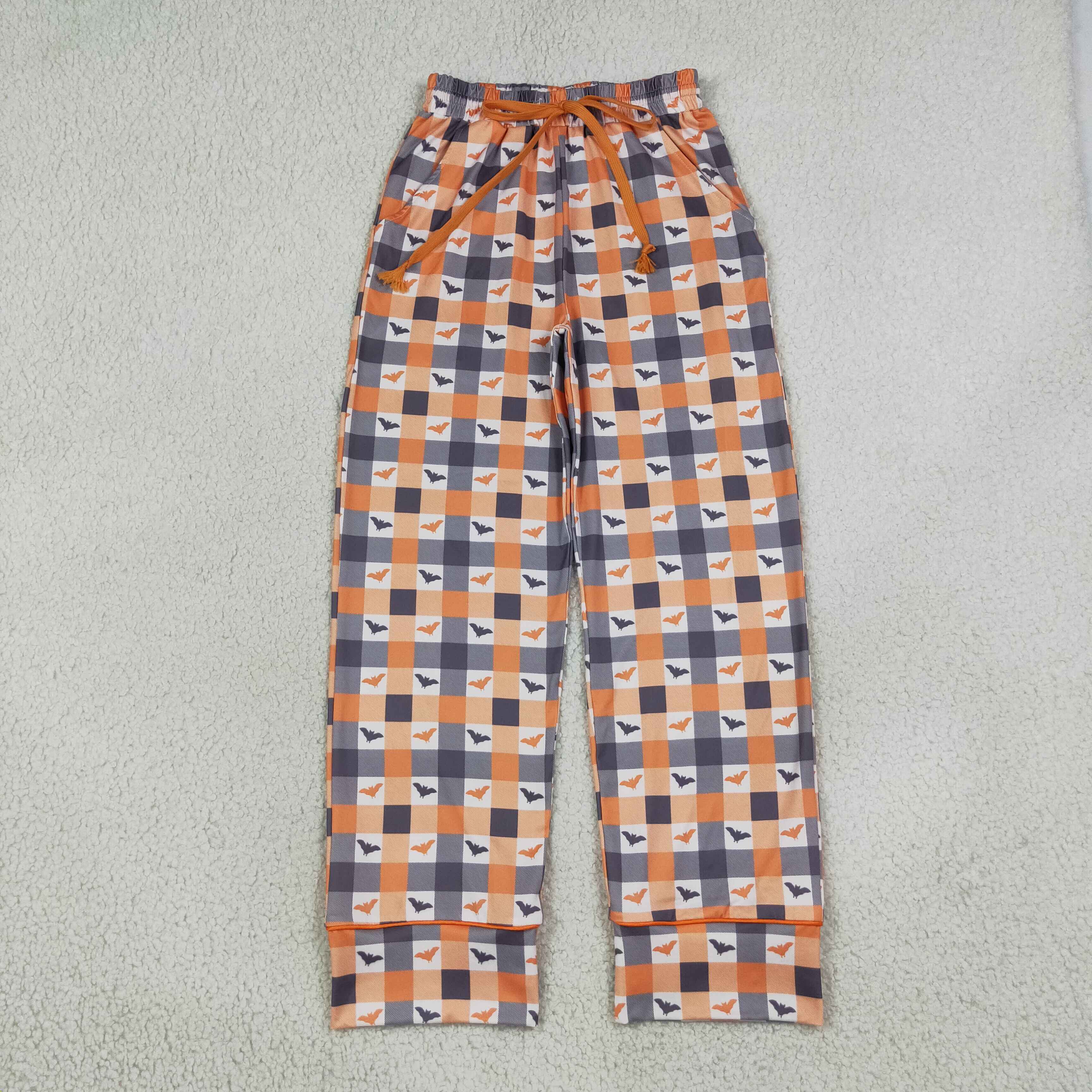 P1095 Adult women Plaid bat halloween long pants