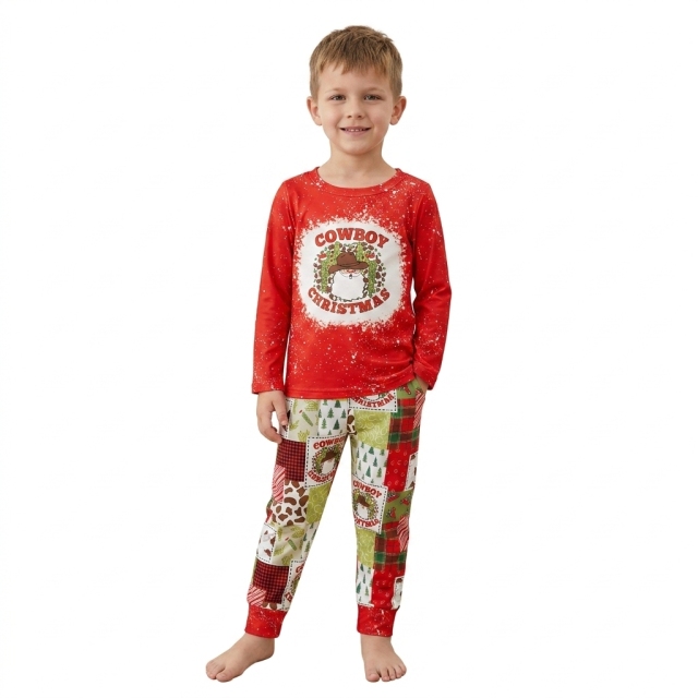 BLP0375 RTS cowboy Christmas santa red long sleeve boy outfits