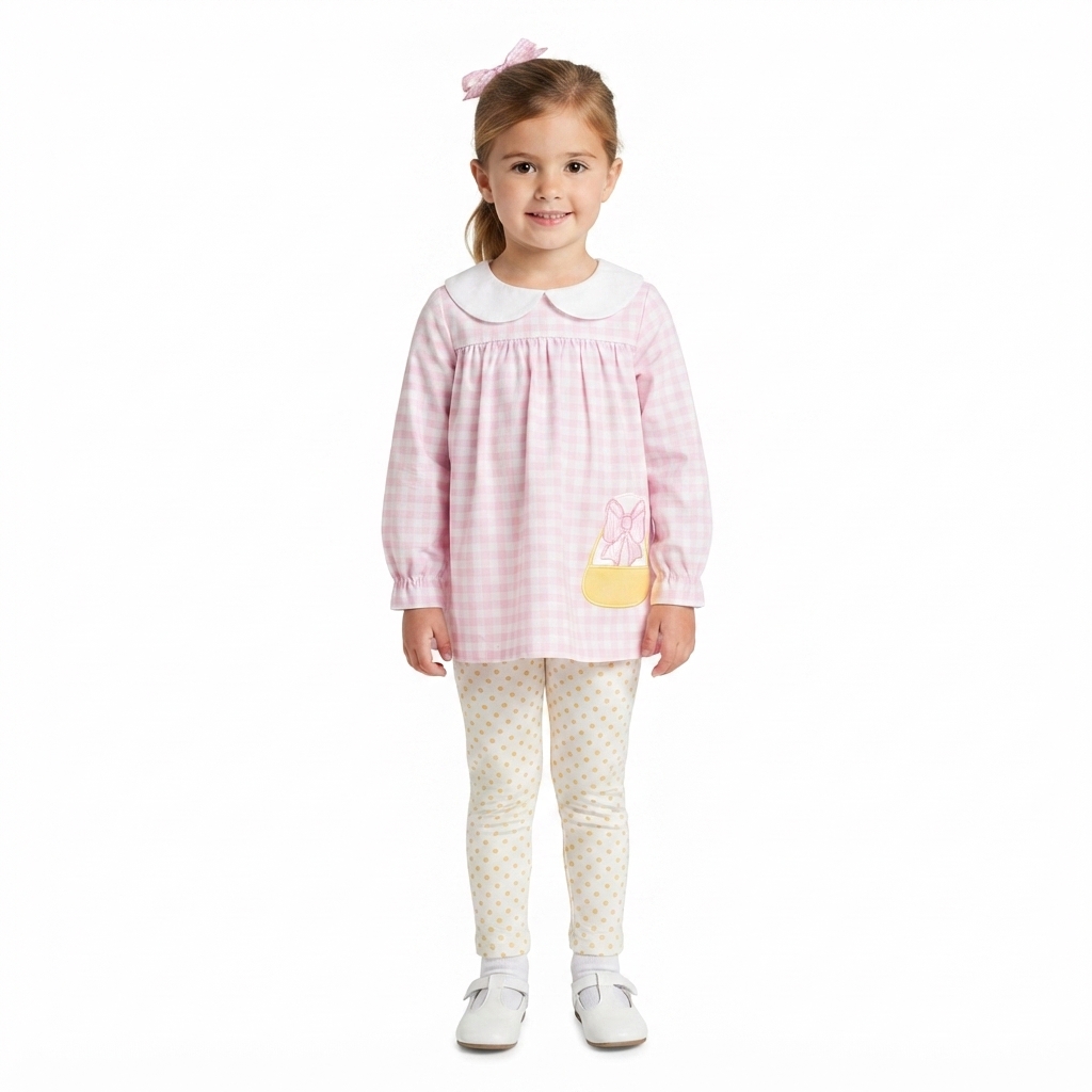 GLP3320 Pink Plaid bows candy print long sleeve girl Halloween outfits