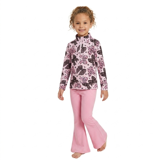 GLP3507 Pink purple Halloween bows long sleeve girl outfits