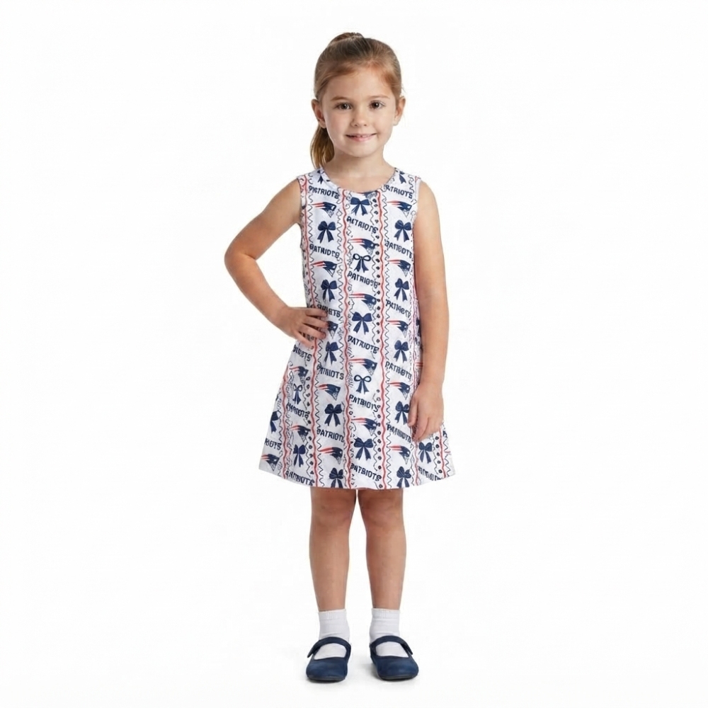 GSD4293 Patriots RTS Blue bows print girl sleeveless dress