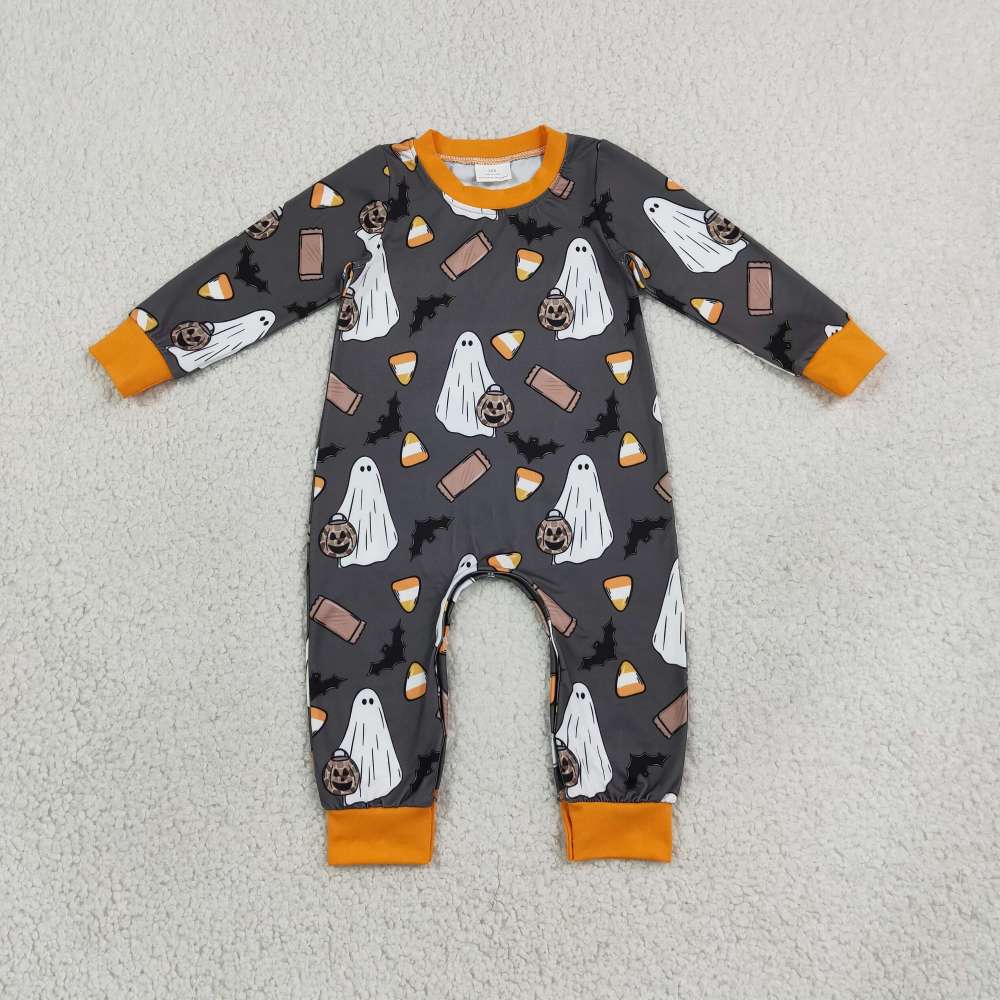 LR3241 Halloween boo spooky bat print  Long-Sleeved romper