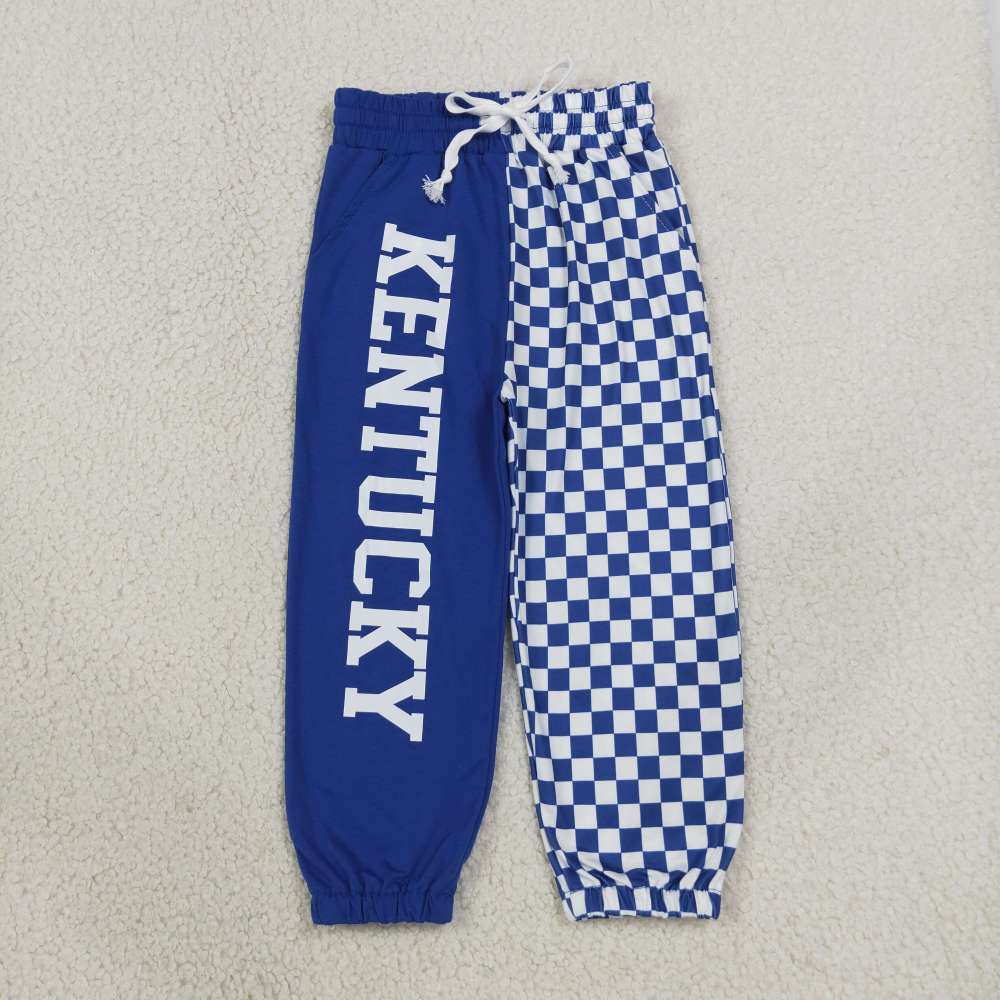 P1059 Blueplaid vinyl trousers