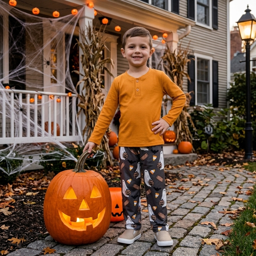 BLP1546 RTSHalloween boo lights long sleeve boy outfits