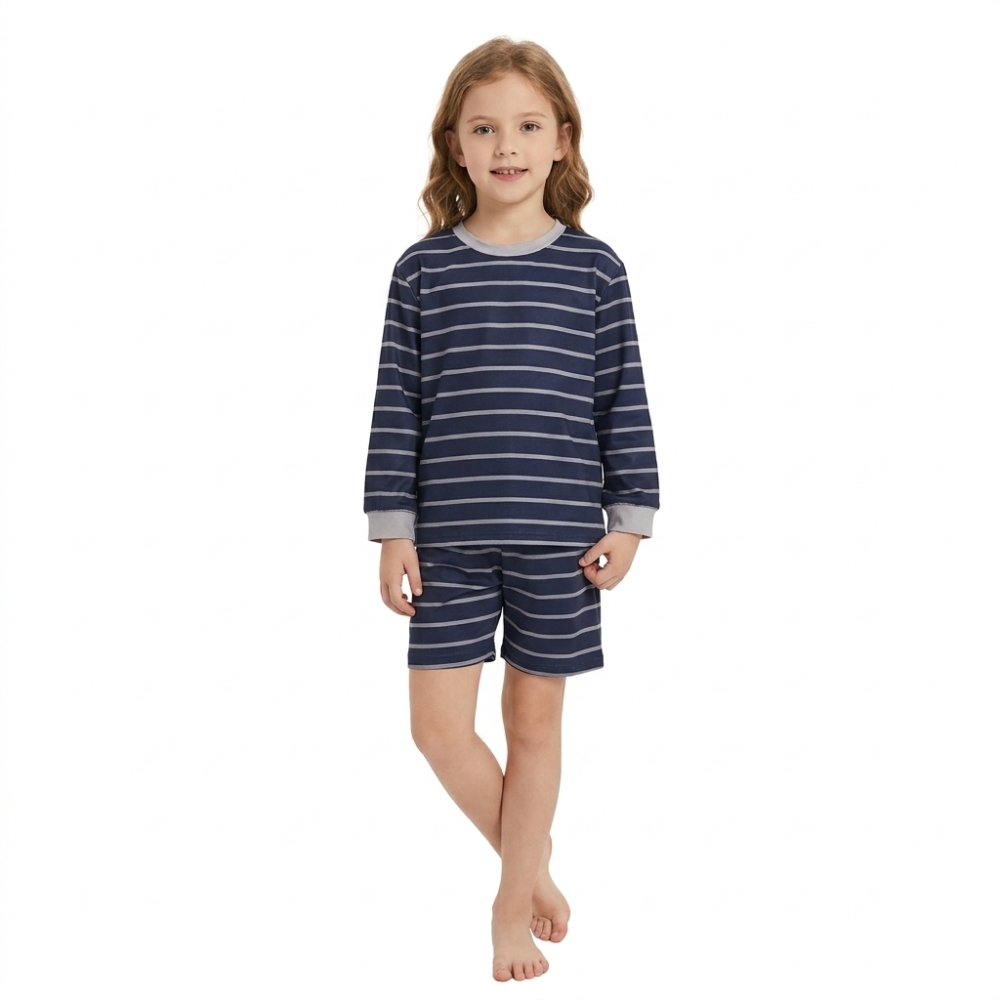 GLS0158  Baby Girls long sleeve black stripe Top with shorts Clothes Sets