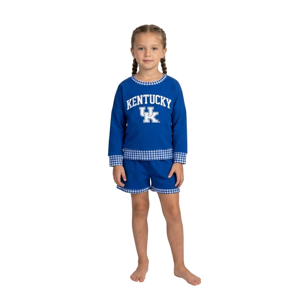 GLS0164  Baby Girls long sleeve Team UK  vinyl Top school Team with shorts Clothes Sets