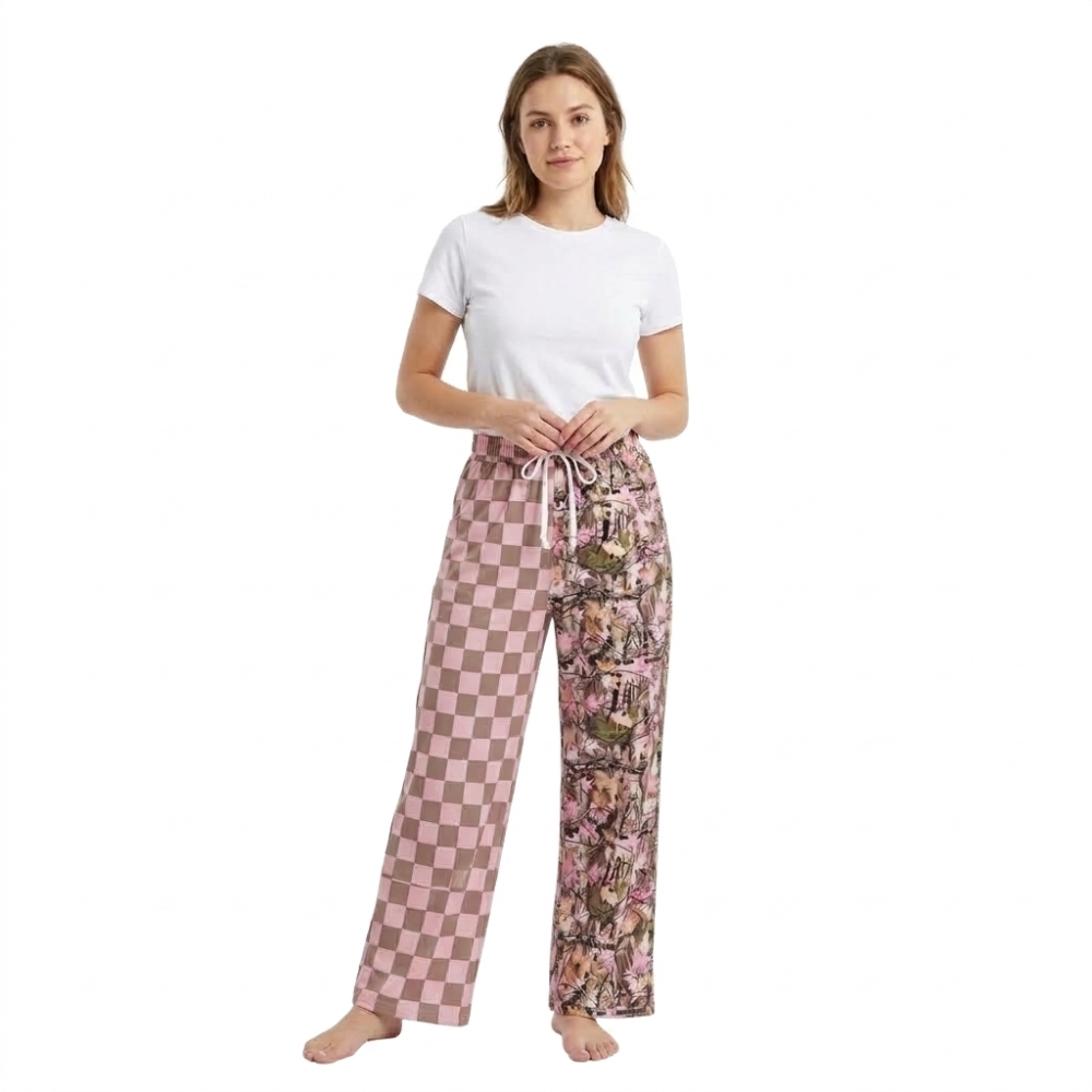 P1094 Adult women plaid fall leaves long pants