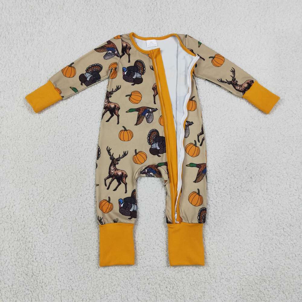 LR3251 Hunting duck pumpkin print  Long-Sleeved romper