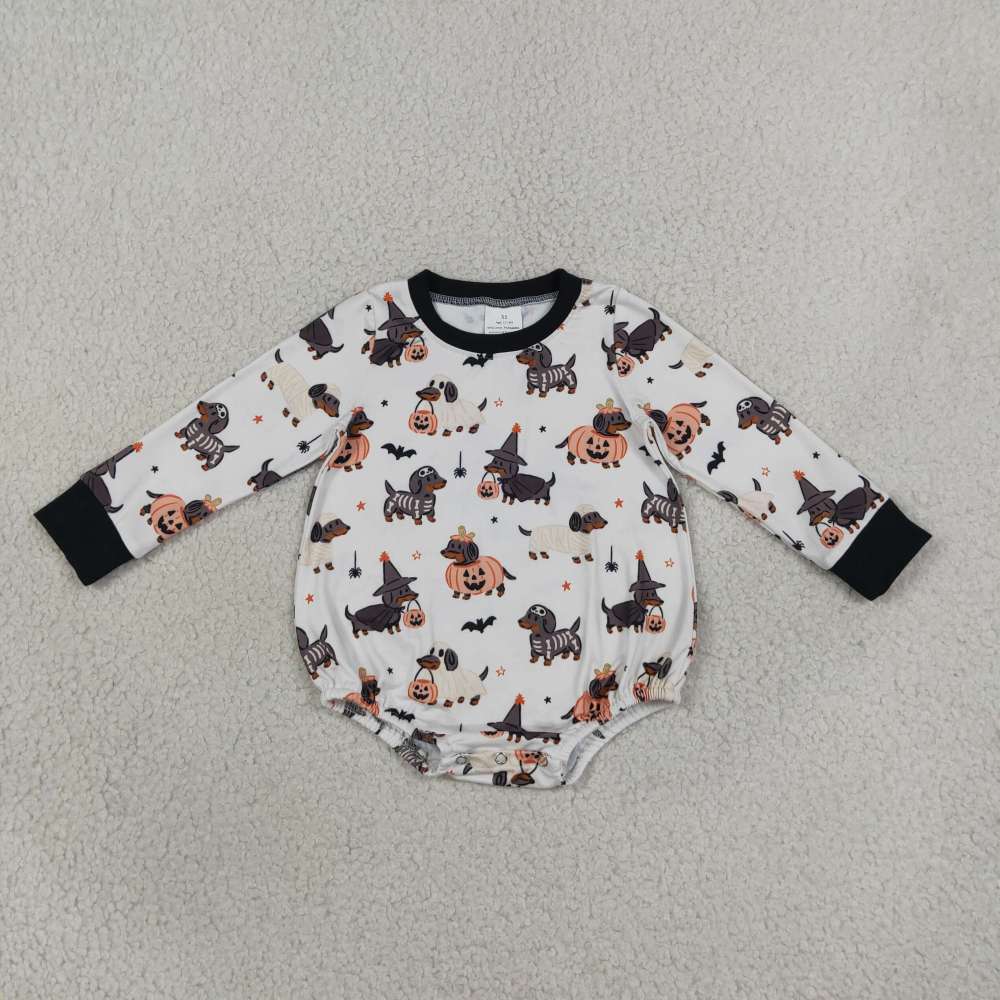 LR3238 Halloween boo Puppy  bat print  Long-Sleeved bubble