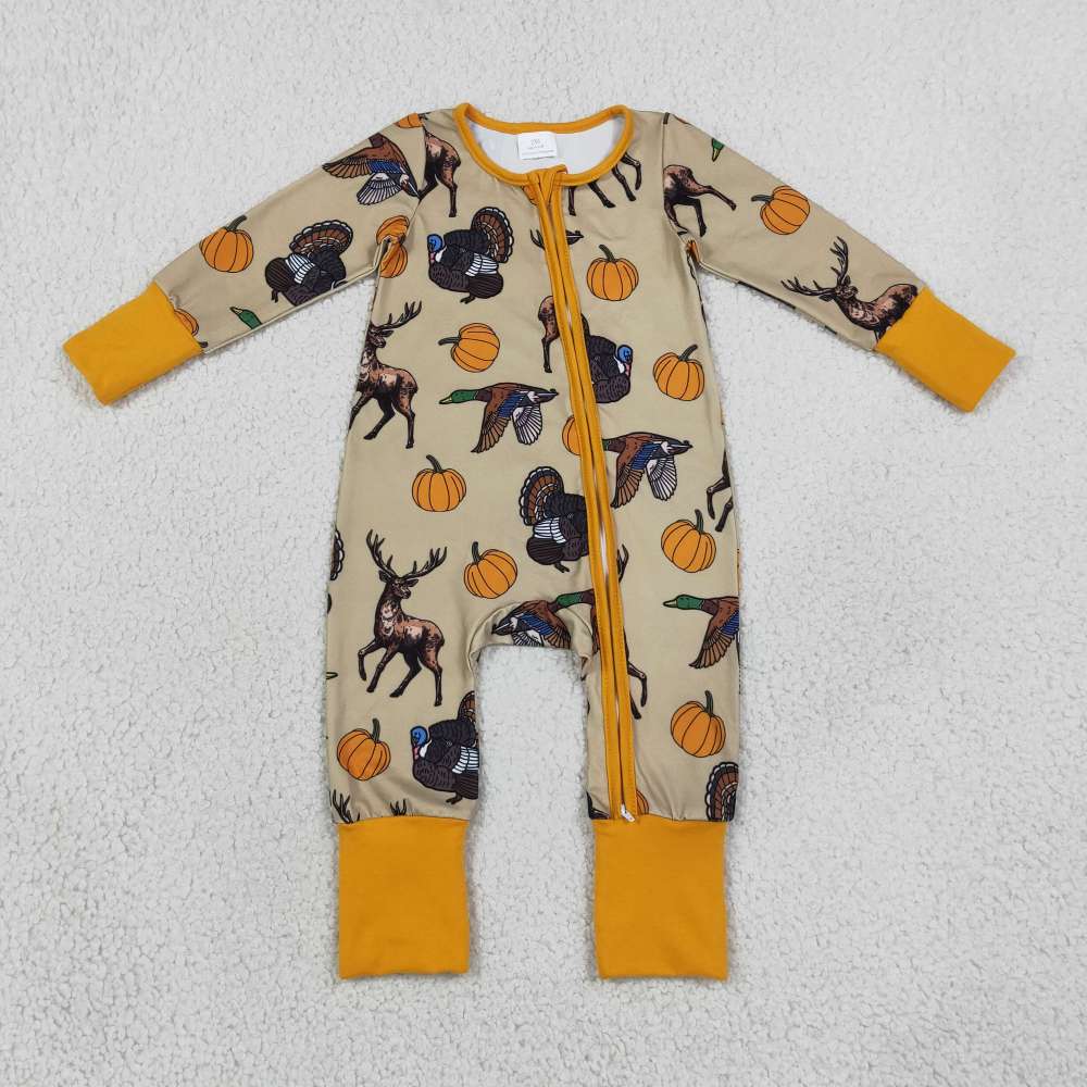 LR3251 Hunting duck pumpkin print  Long-Sleeved romper