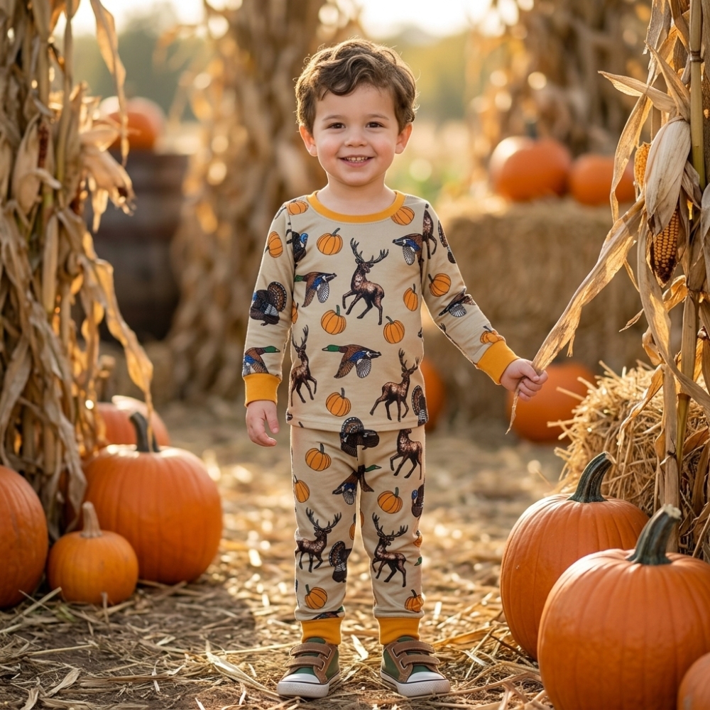 BLP1556  RTS hunting deer duck print long sleeve western boy outfits