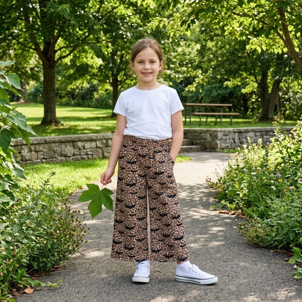 P1133  girl Halloween leopard Bat long pants