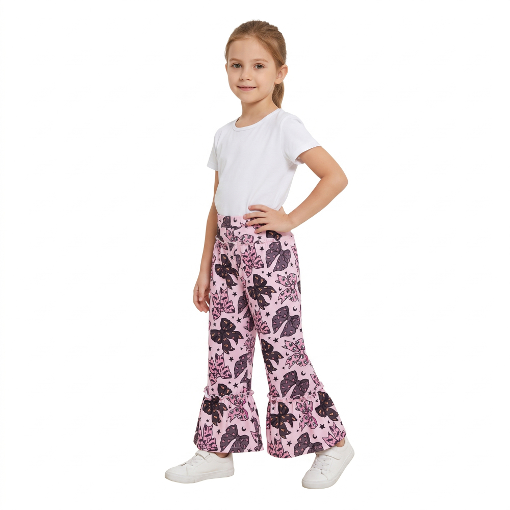 P1069  girl Halloween black Purple bows stars long pants