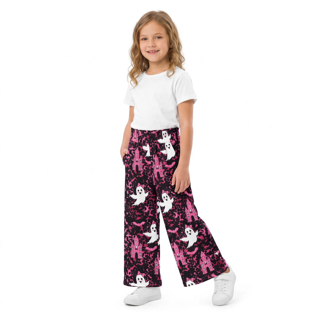 P1134  girl Halloween Purple boo Bat long pants