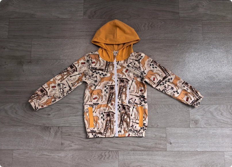 Baby Boys Khaki Deer Hunting Pockets Zipper Hoodie Jackets Top Preorder