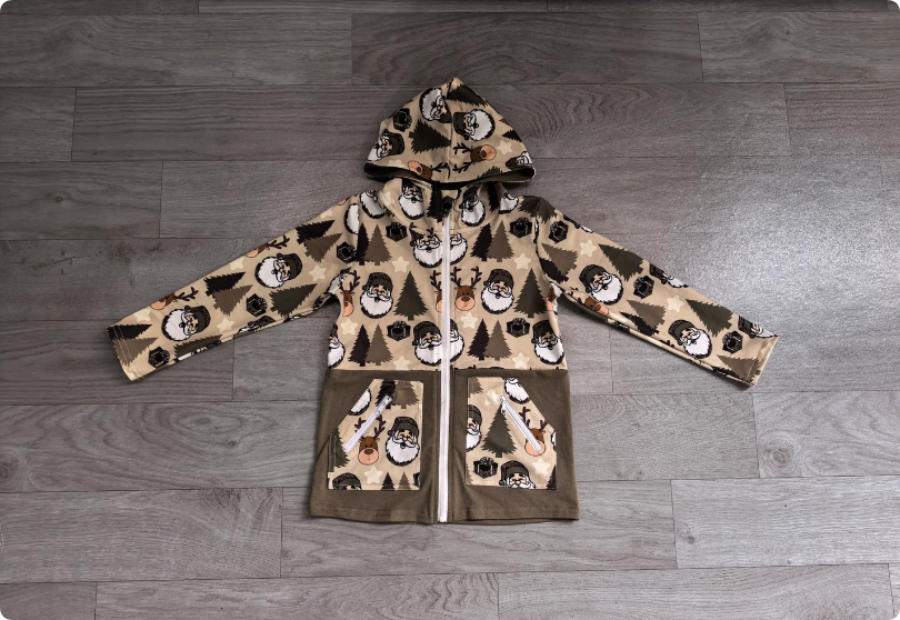 Baby Boys Christmas Santa Deer Gifts Pocket Zipper Hoodies Top Preorder