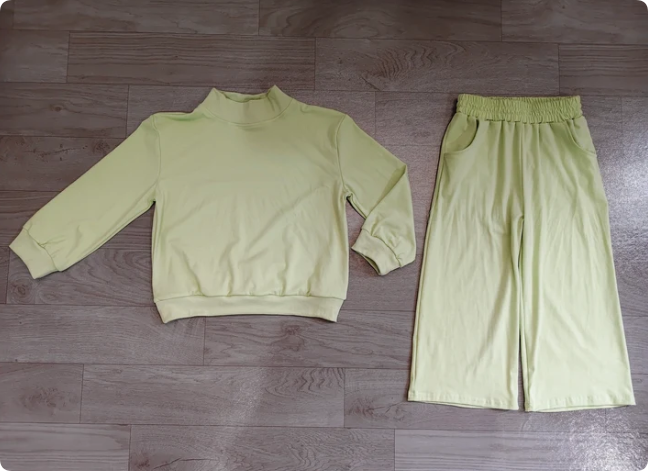 Baby Girls Light Green Long Sleeve Shirt Top Pockets Flare Pant Clothes Set Preorder