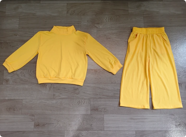 Baby Girls Yellow Long Sleeve Shirt Top Pockets Flare Pant Clothes Set Preorder