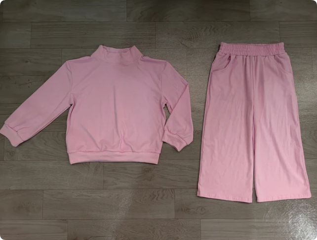 Baby Girls Lavender Long Sleeve Shirt Top Pockets Flare Pant Clothes Set Preorder