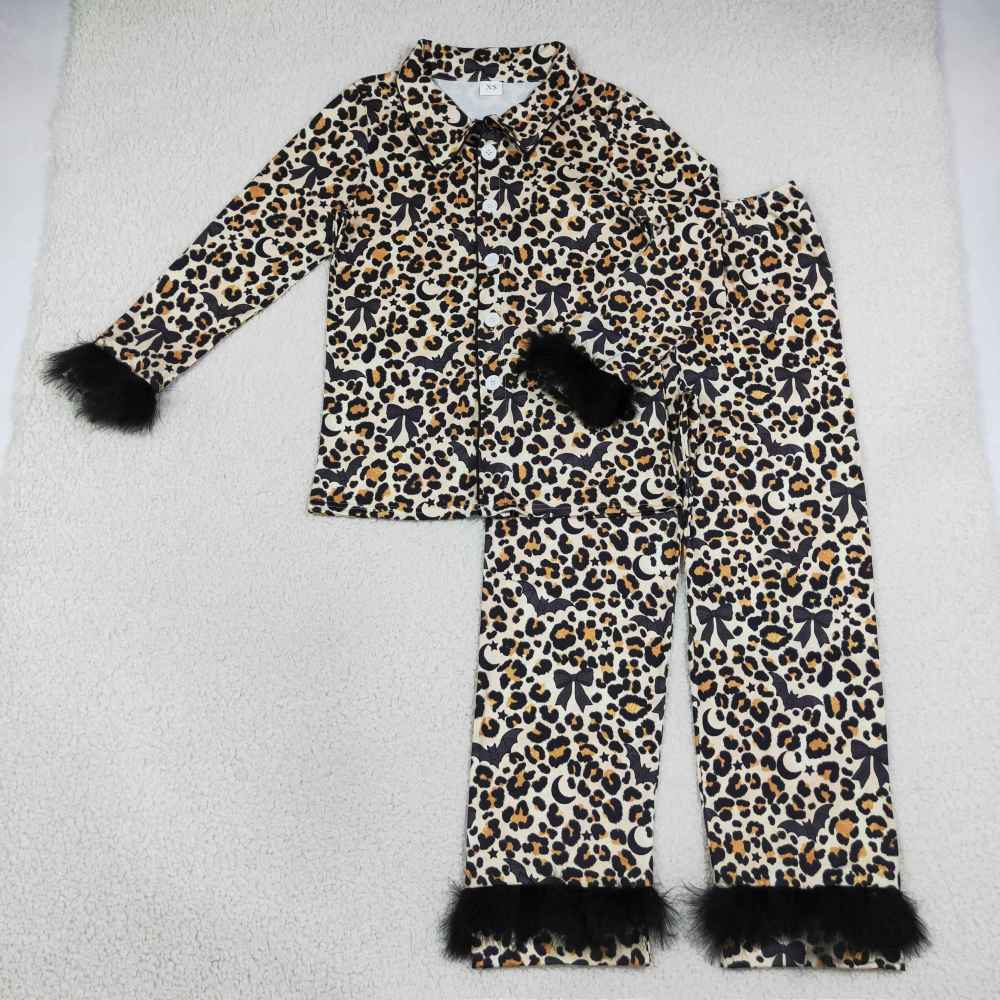 GLP3423 ADULT WOMEN Pink bows pumpkin  print long sleeve pajamas
