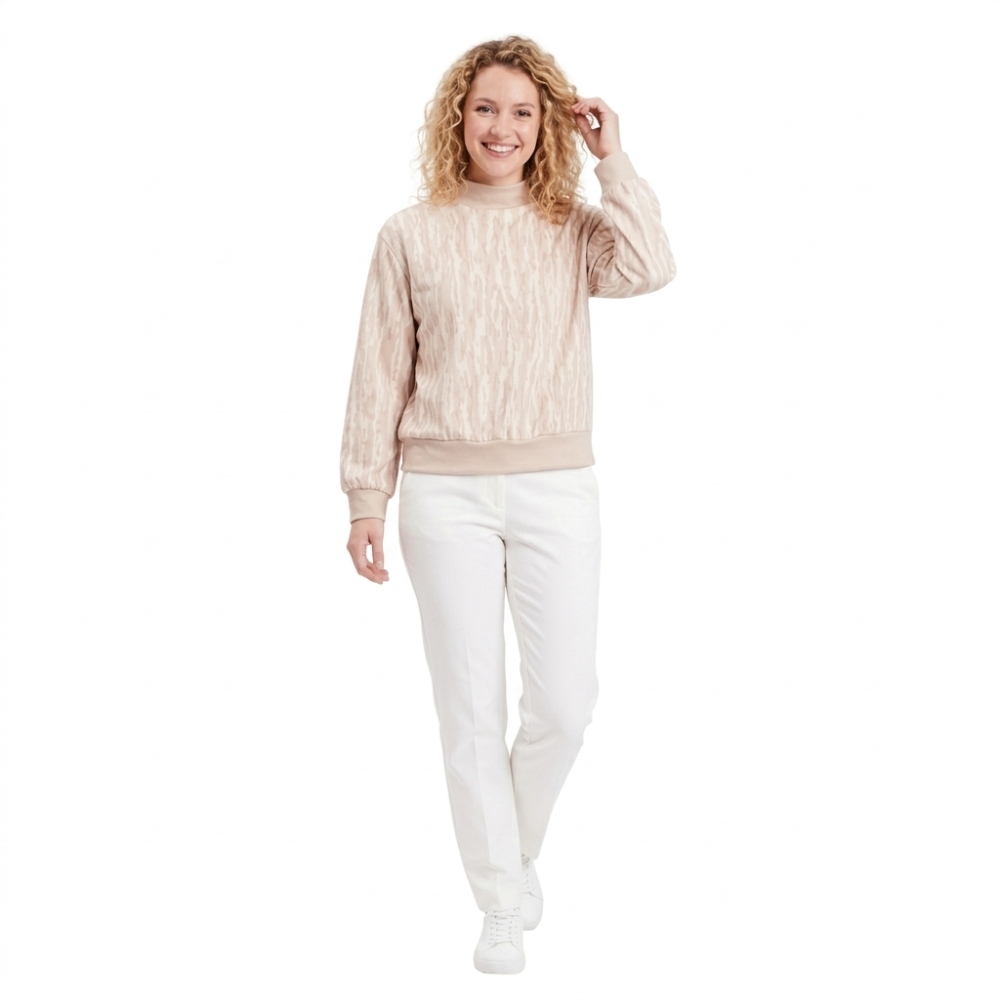 GT1712  Adult Women Fall leaves beige camo long sleeve mock up pullover