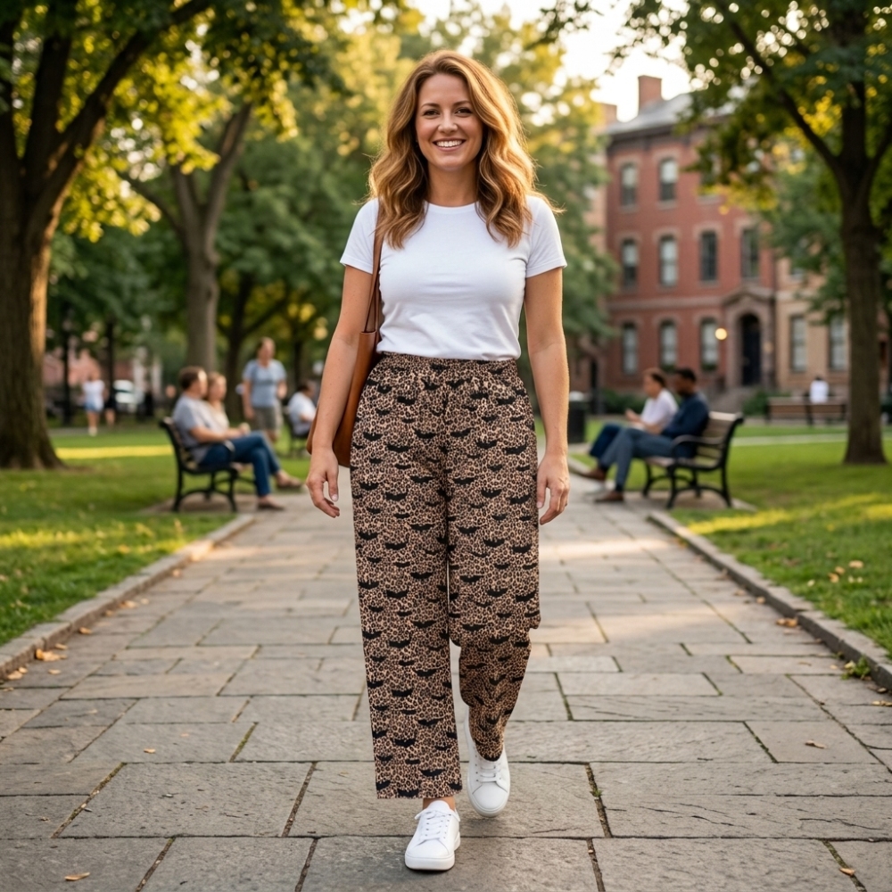 P1129  Adult women fall halloween leopard bat long pants