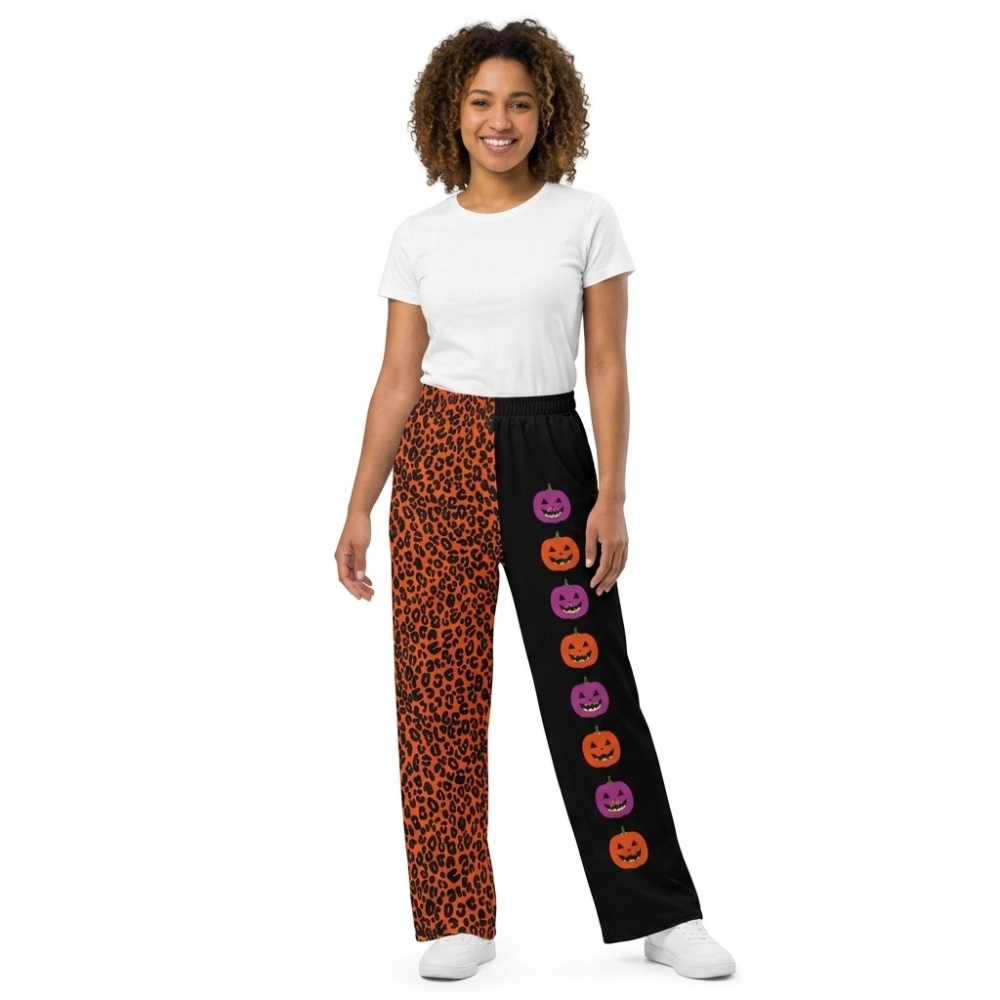 P1132  Adult women fall halloween leopard Pumpkin long pants