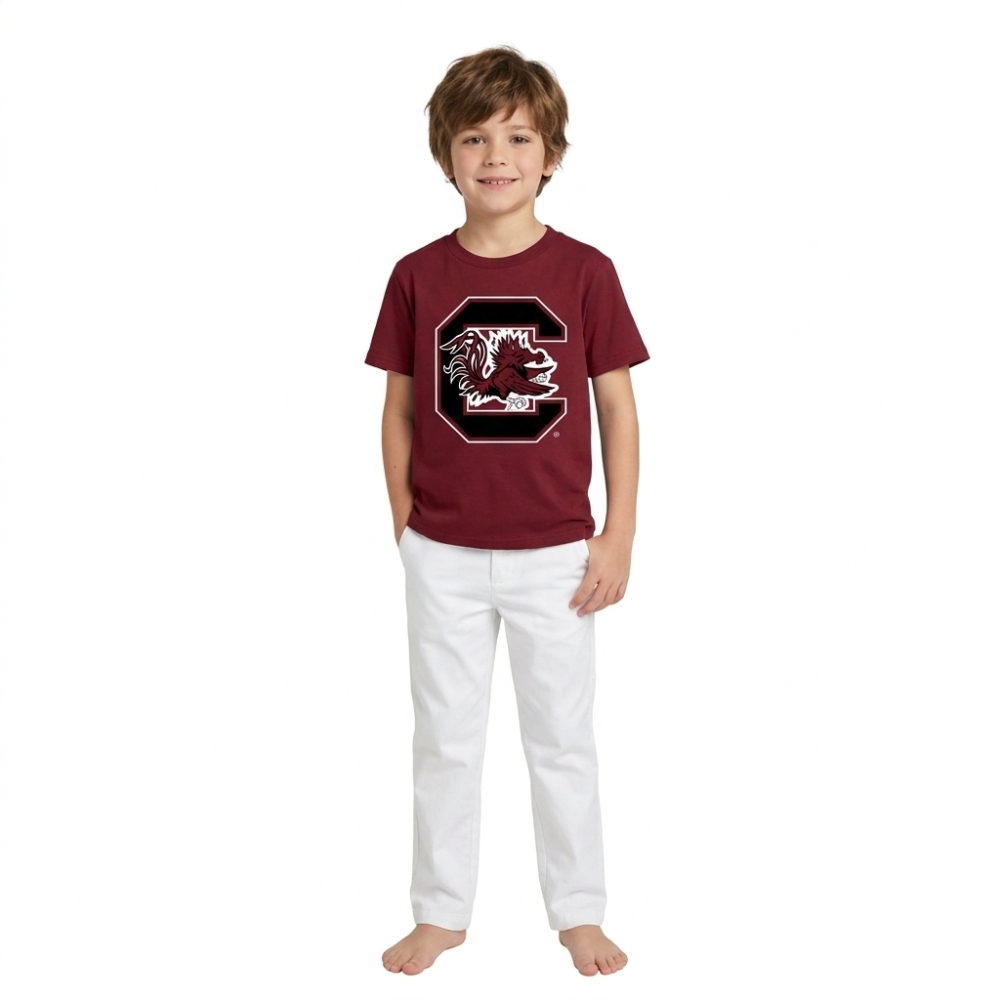 BT1887 RTS GamecocksTeam vinyl print short sleeve boy t-shirt