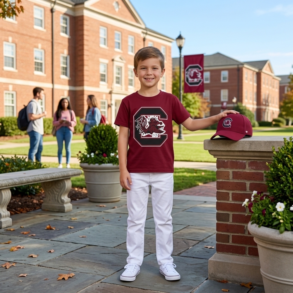 BT1887 RTS GamecocksTeam vinyl print short sleeve boy t-shirt