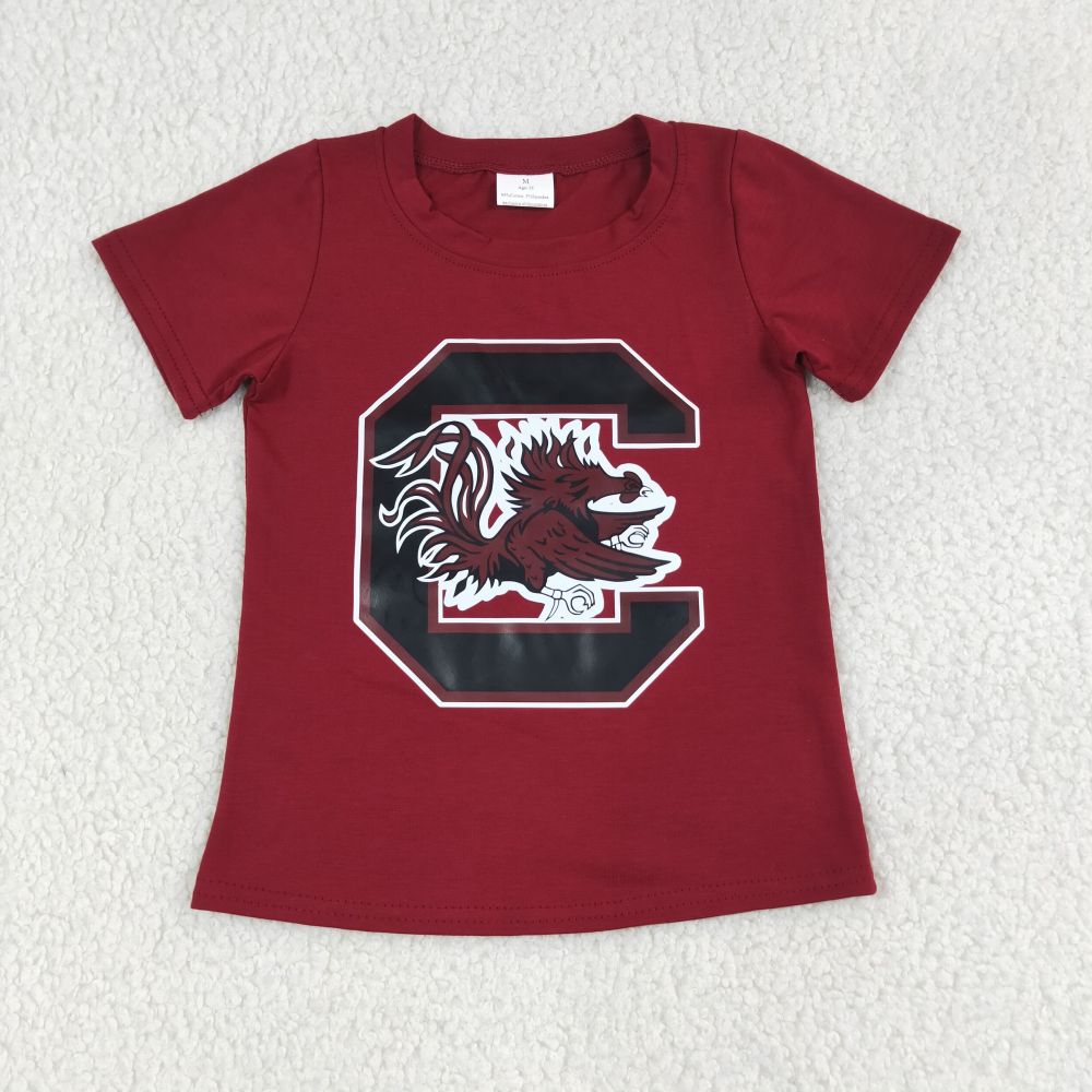 BT1887 RTS GamecocksTeam vinyl print short sleeve boy t-shirt