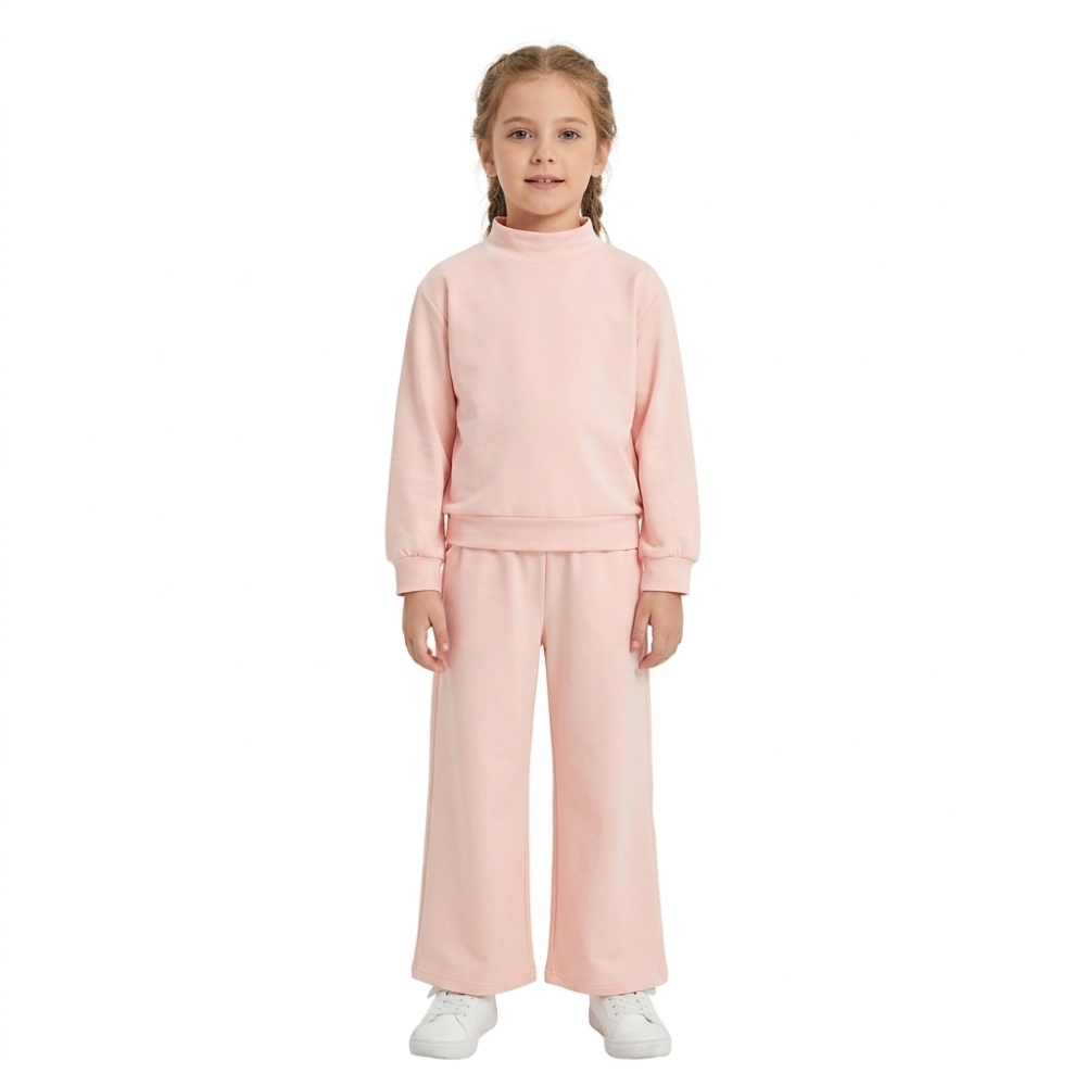 GLP3410 Pink solid  Print cotton long sleeve girl outfits