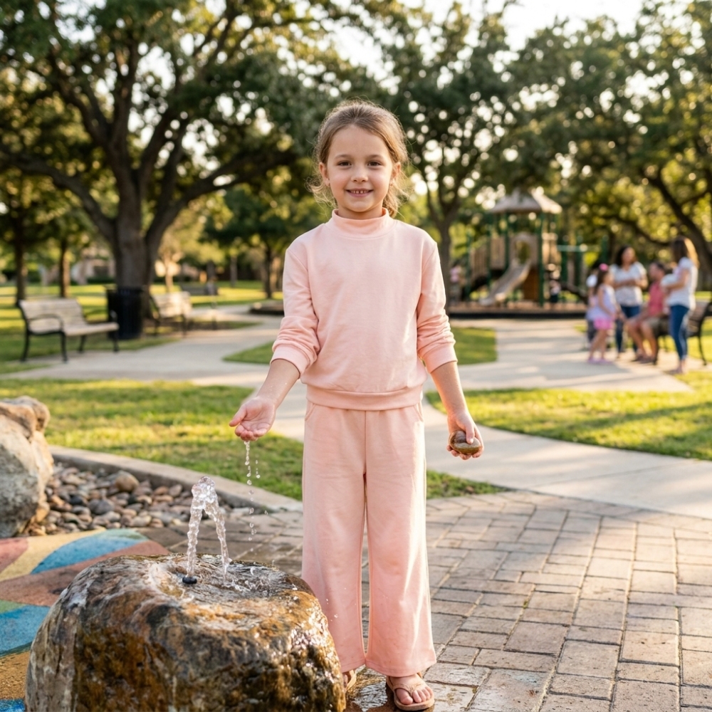 GLP3410 Pink solid  Print cotton long sleeve girl outfits