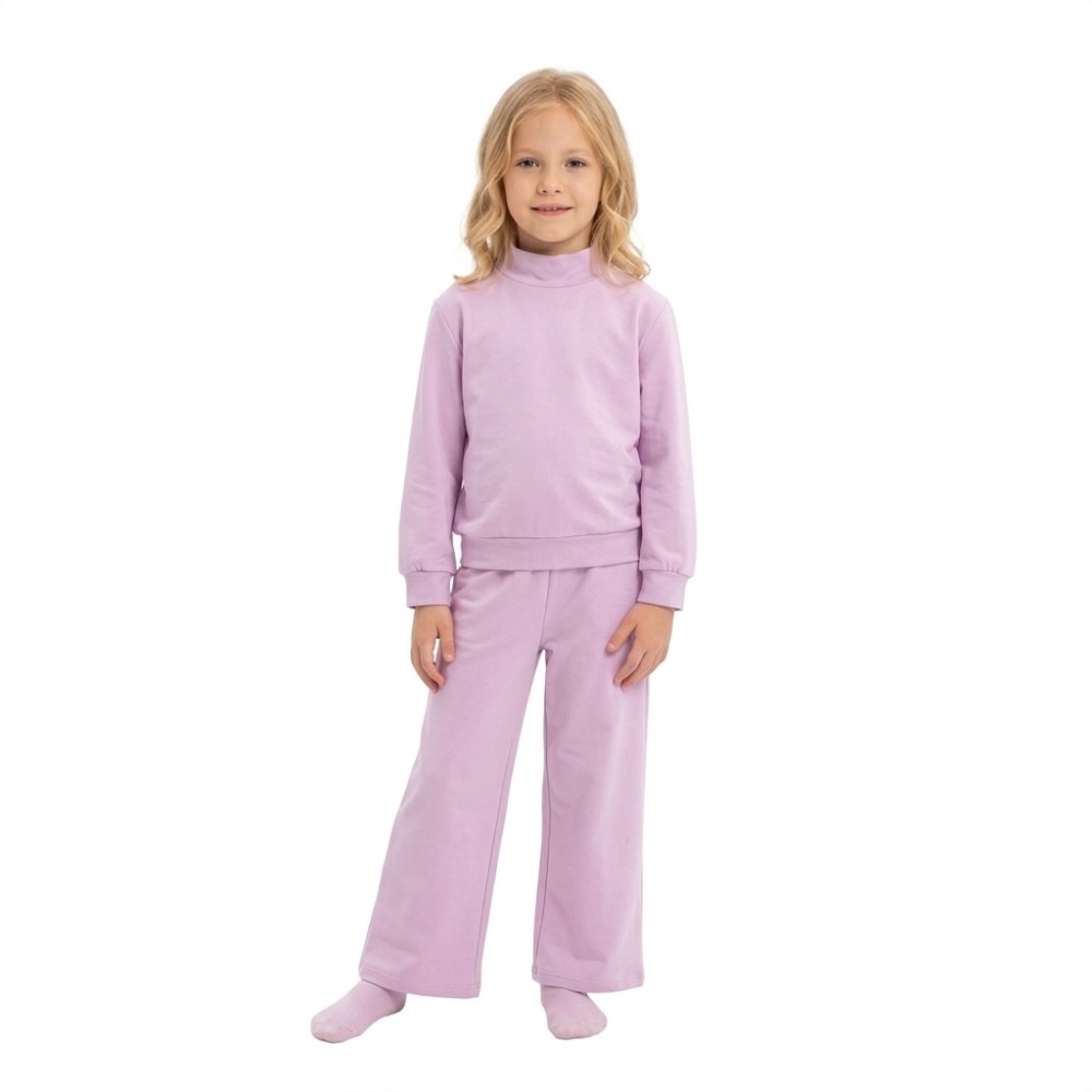 GLP3470 Purple solid  Print  cotton long sleeve girl outfits
