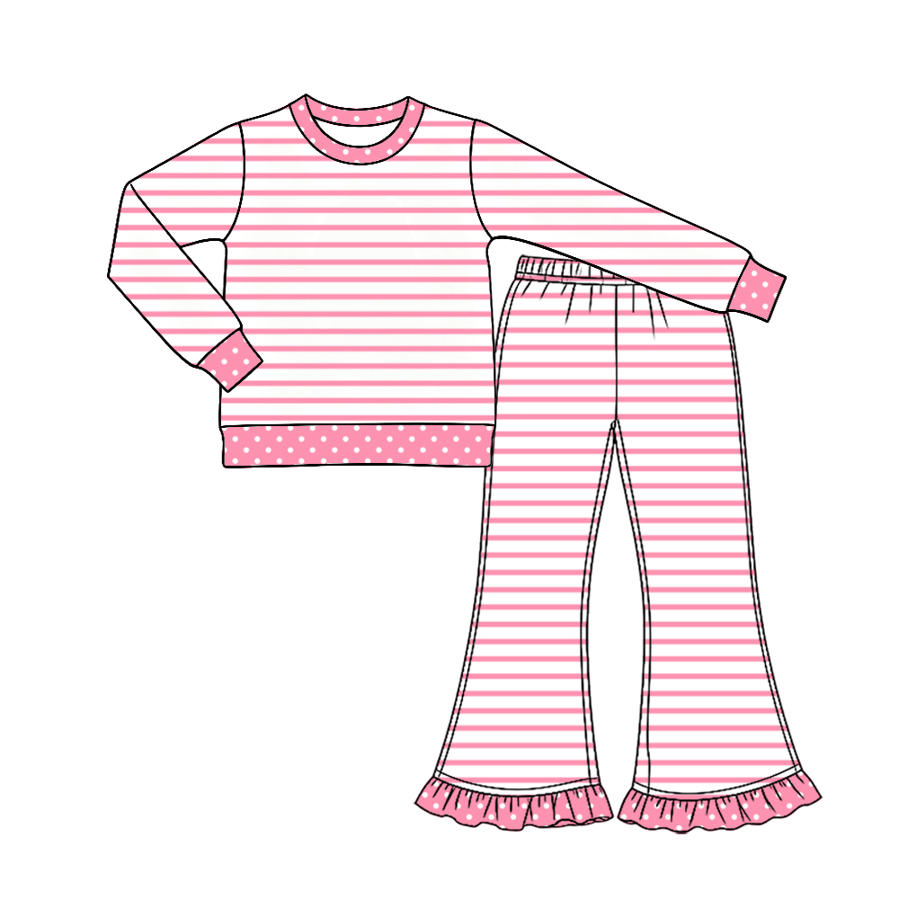 GLP3458 Pink stripe Christmas green face grinch long sleeve girl outfits