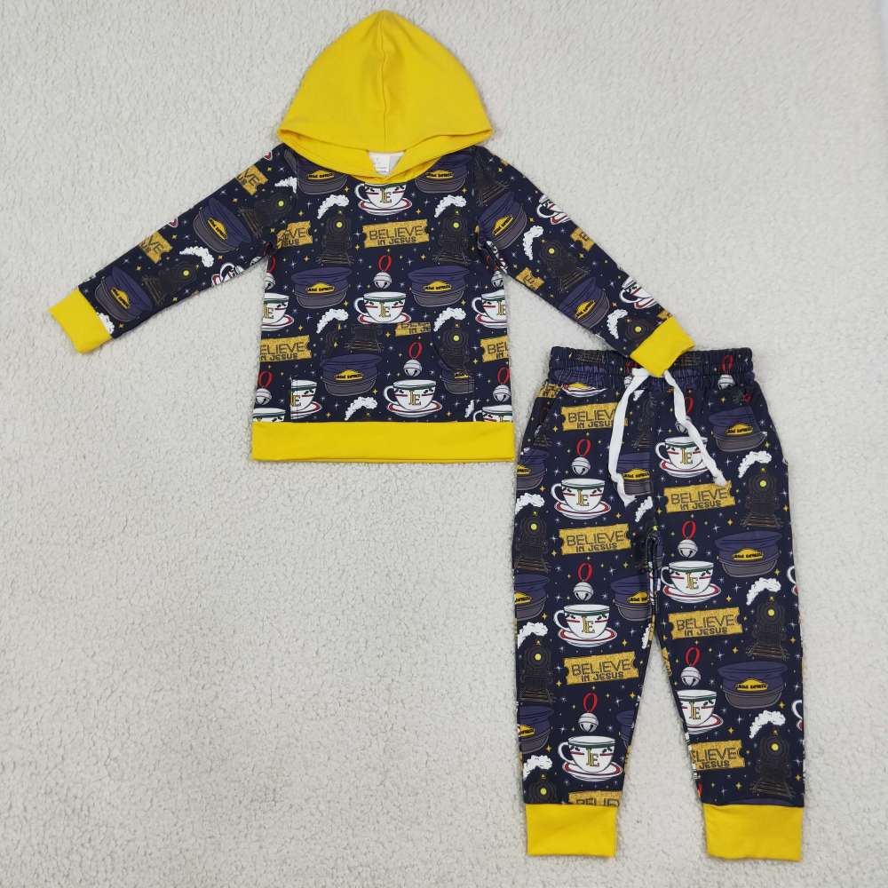 BLP1552 Navy believe in Jesus  Print long sleeve boy  hoodie outfits