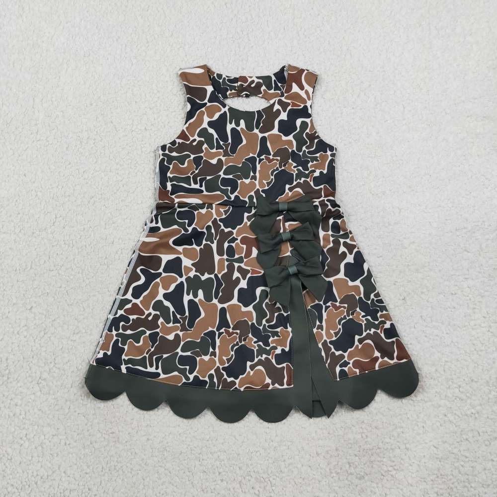 GSD4229 RTS Brown camo print active girl yoga scallop dress