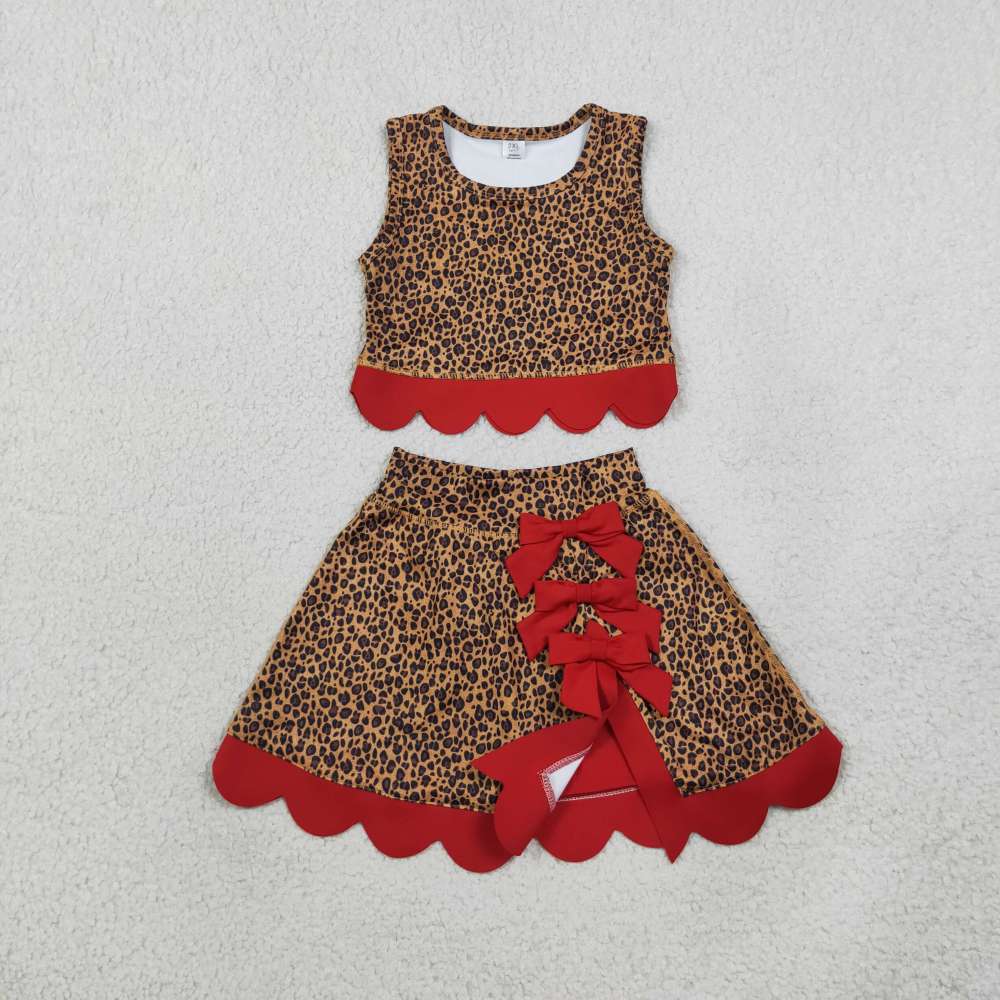 GSD4234 Leopard scallop print active girl yoga skirt dress