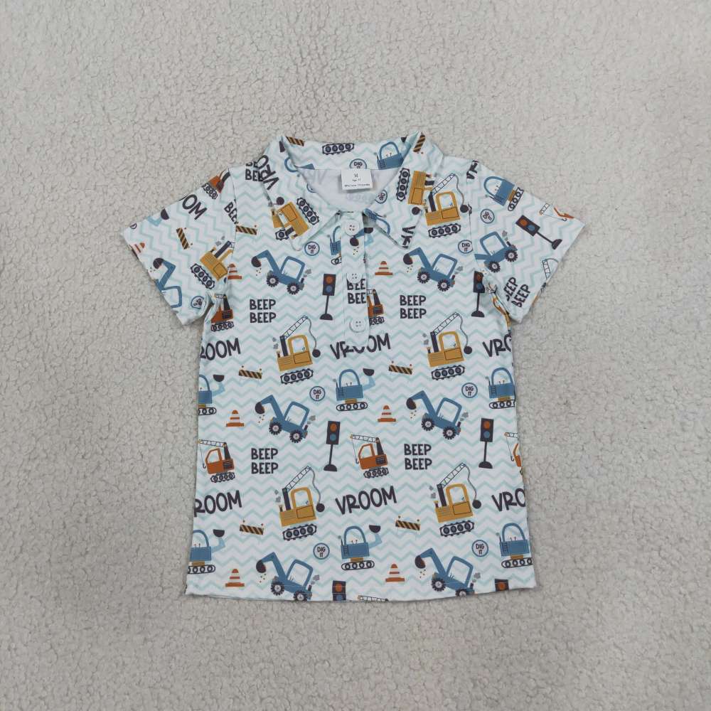 BT1793 RTS backhoe Beep vroom Print short sleeve boy t-shirt