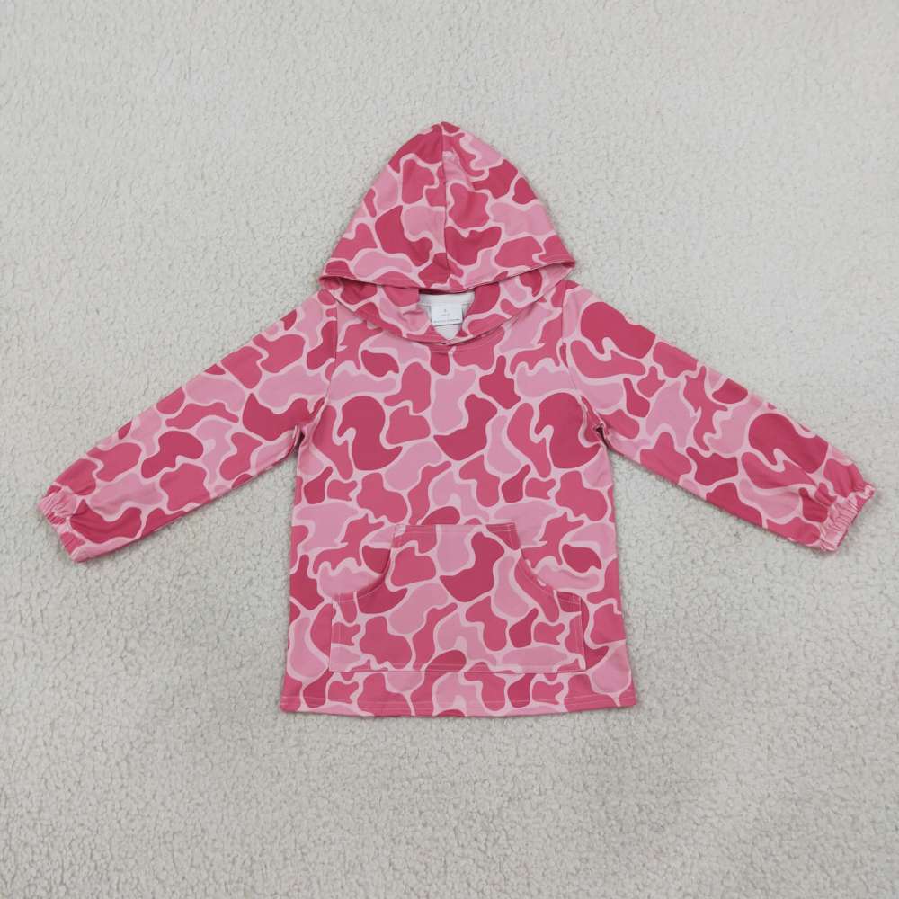 GT0866 Pink camo print girl long sleeve hoodie pullover