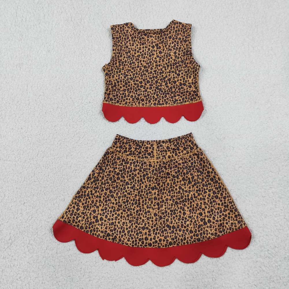 GSD4234 Leopard scallop print active girl yoga skirt dress