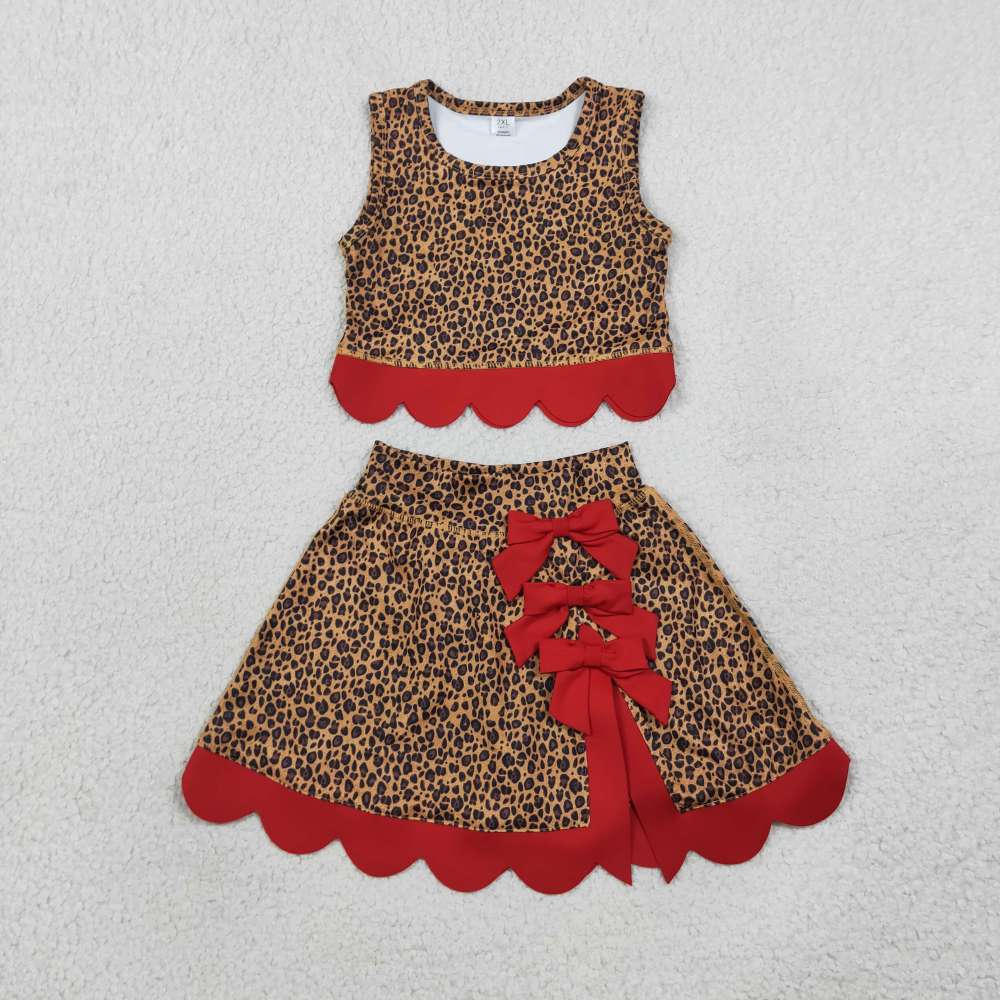 GSD4234 Leopard scallop print active girl yoga skirt dress