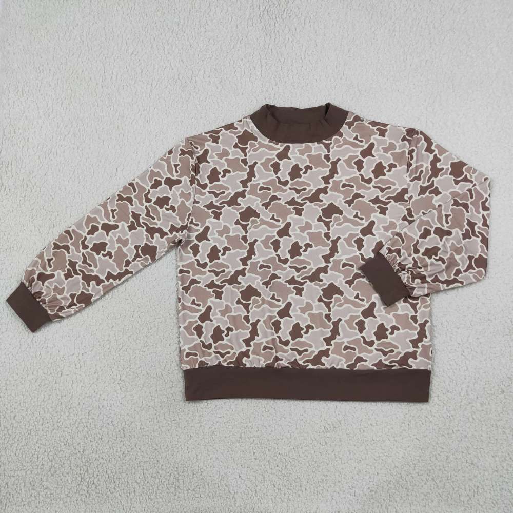 GT1879 Adult Women camo print long sleeve mock up yoga  pullover