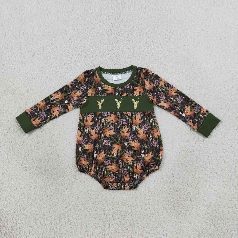 LR2729 fall leaves dwwe embroidery print Long-Sleeved romper